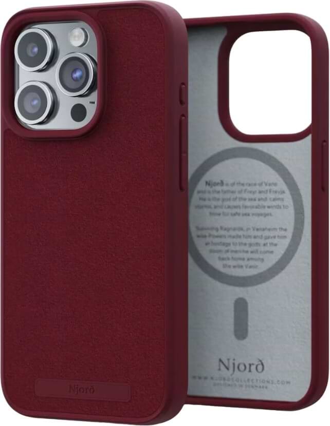 Чехол для смартфона Njord Suede MagSafe Case Crimson Red for iPhone 15 Pro (NA53SU11) - Фото 1