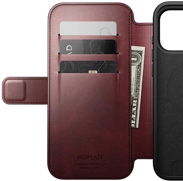 Фото - Чохол для смартфону Nomad Modern Leather Folio Case Horween Burgundy for iPhone 17 Pro (NM011833858)