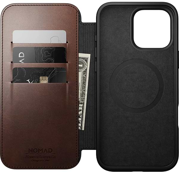 Фото - Чохол для смартфону Nomad Modern Leather Folio Rustic Brown Horween for iPhone 16 Pro (NM01676485)