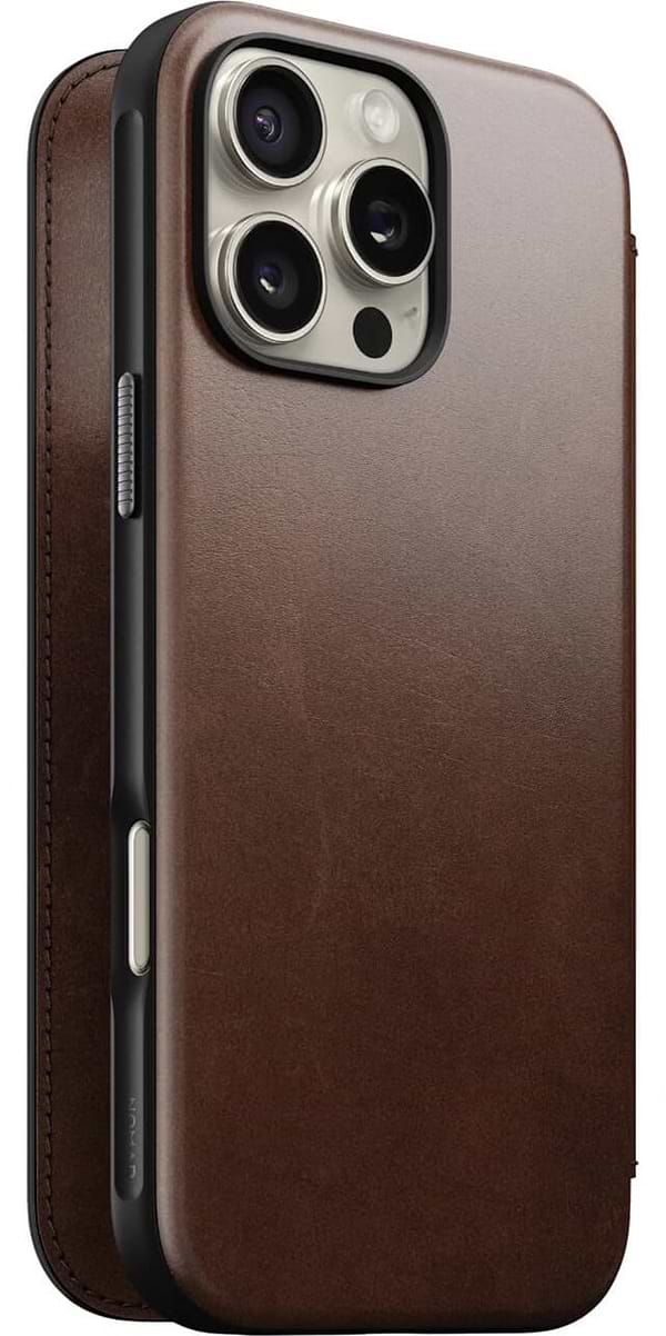 Фото - Чохол для смартфону Nomad Modern Leather Folio Rustic Brown Horween for iPhone 16 Pro (NM01676485)