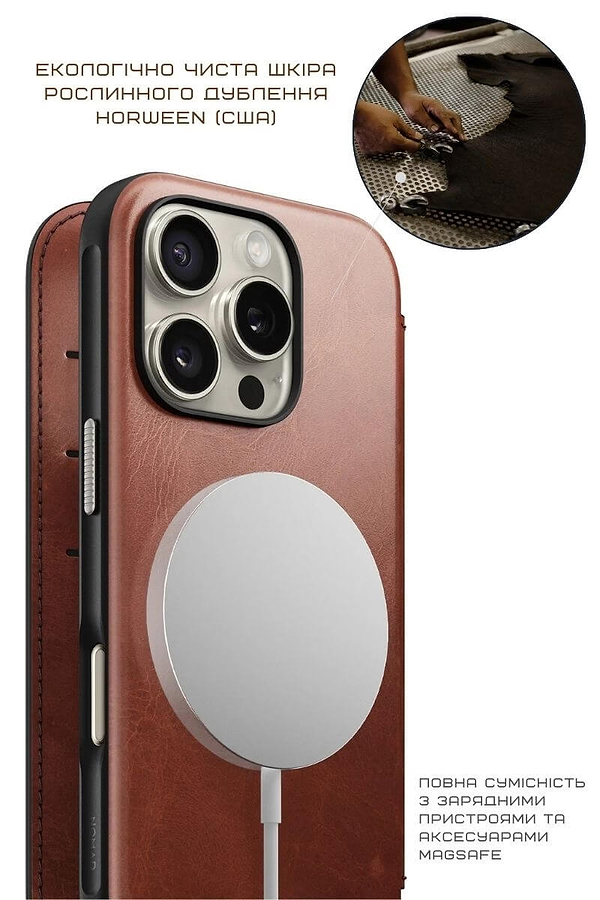 Фото - Чехол для смартфона Nomad Modern Leather Folio Olde Dublin Horween for iPhone 16 Pro (NM01398585)