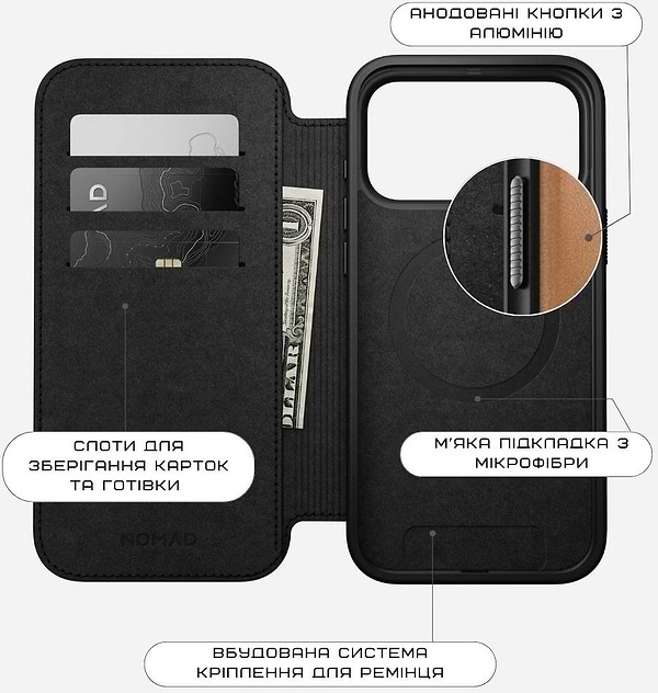 Фото - Чохол для смартфону Nomad Modern Leather Folio Case English Tan for iPhone 17 Pro Max (NM014124858)