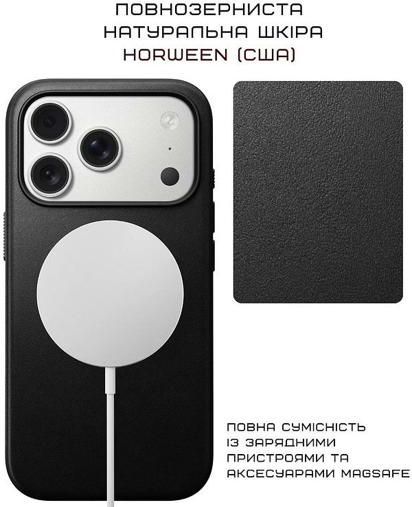 Фото - Чехол для смартфона Nomad Modern Leather Case Horween Black for iPhone 17 Pro (NM014308858)