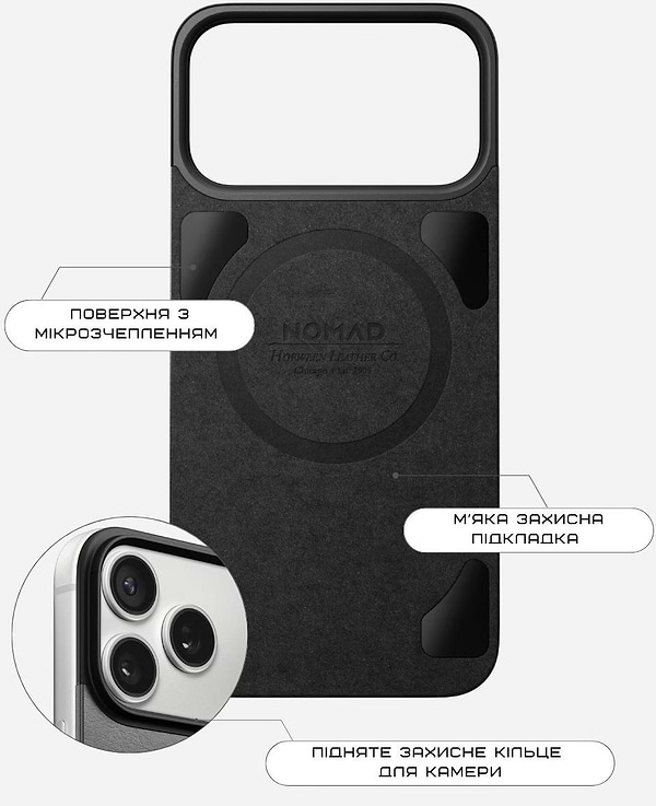 Фото - Чохол для смартфону Nomad Magnetic Leather Back Case Horween Black for iPhone 17 Pro Max (NM014391858)