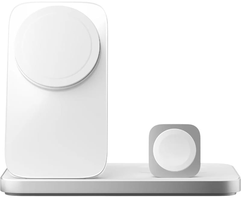 Беспроводное зарядное устройство Nomad Stand One Max Qi2 25W 3-in-1 Charging Hub (4rd Gen) Silver (NM014506858)