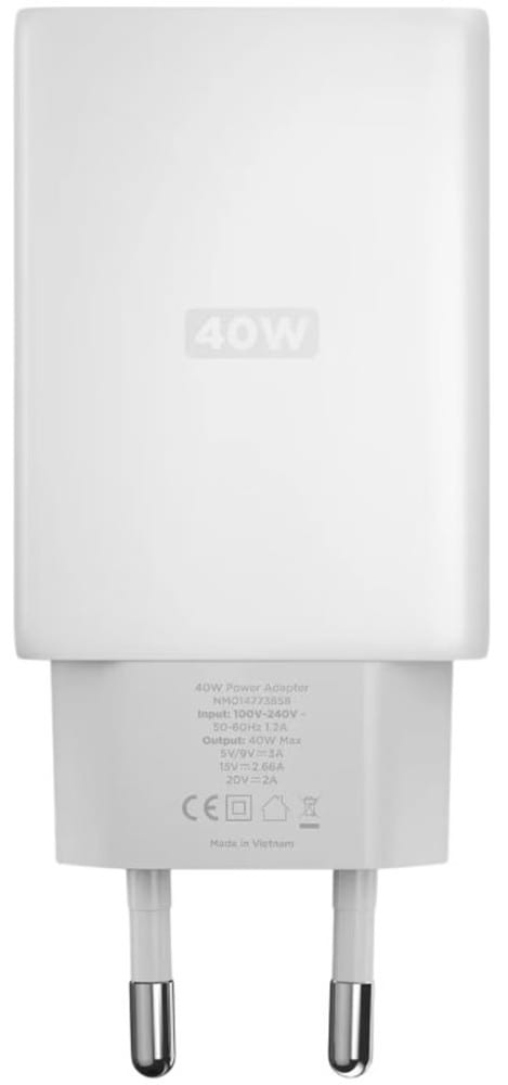 Фото - Сетевое зарядное устройство Nomad USB-C GaN 40W Slim EU Power Adapter White (NM014728858)