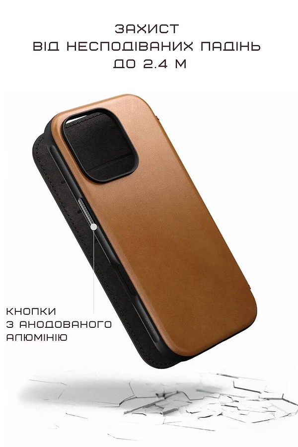 Фото - Чехол для смартфона Nomad Modern Leather Folio English Tan for iPhone 16 Pro (NM01678885)