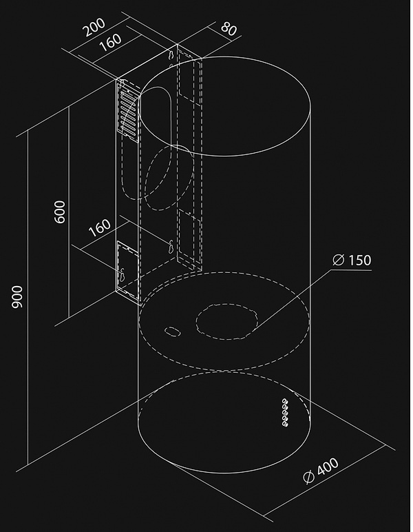 Фото - Витяжка декоративна NORTBERG Cylindro OR Eco Black Matt 40