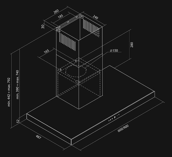 Фото - Вытяжка декоративная NORTBERG Sento Black Matt 90