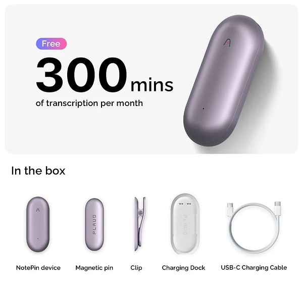 Фото - Диктофон Plaud.AI Note Pin Sunset Purple (PN0200-SP)