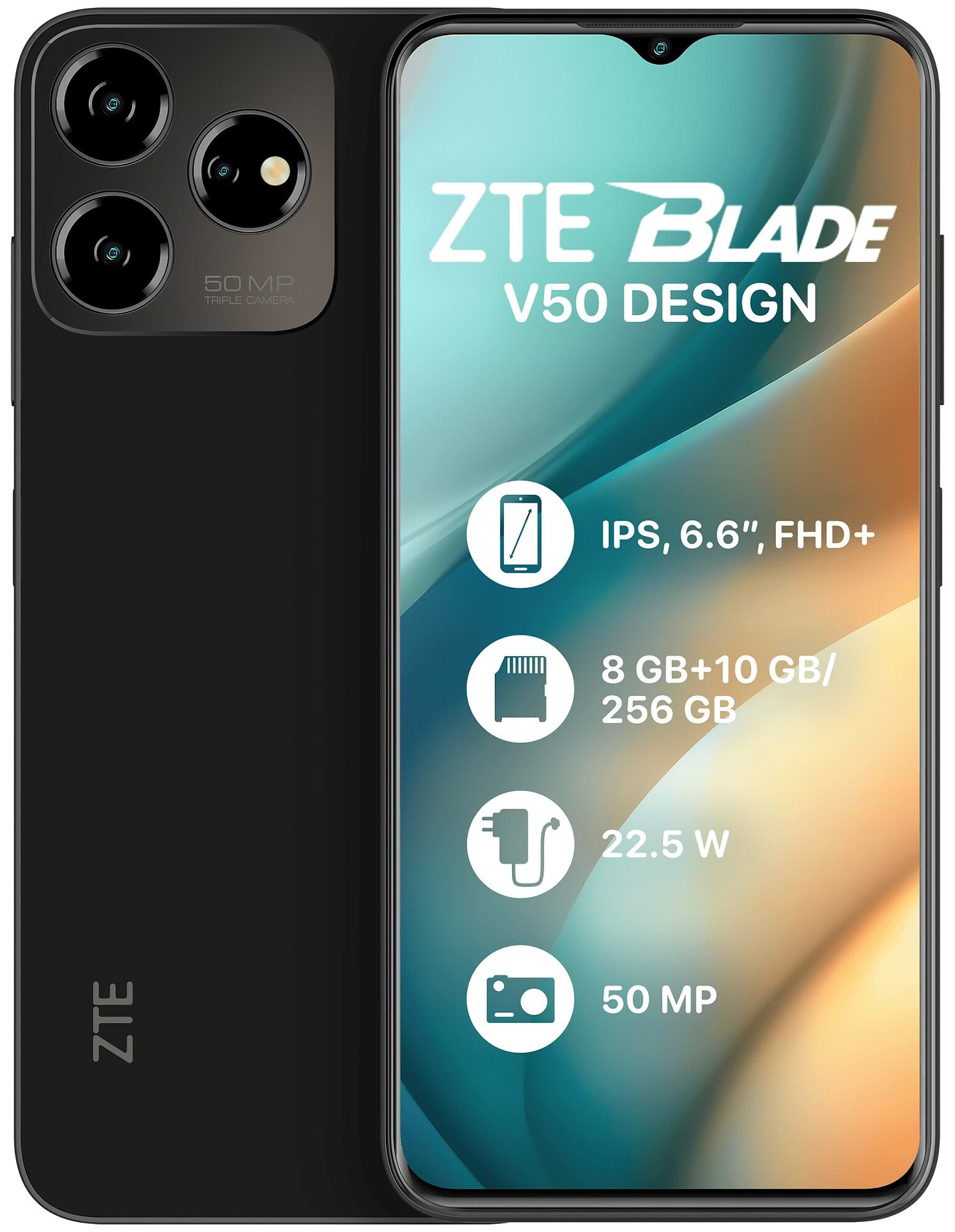 Смартфон ZTE Blade V50 Design 8/256Gb Black - Фото 1
