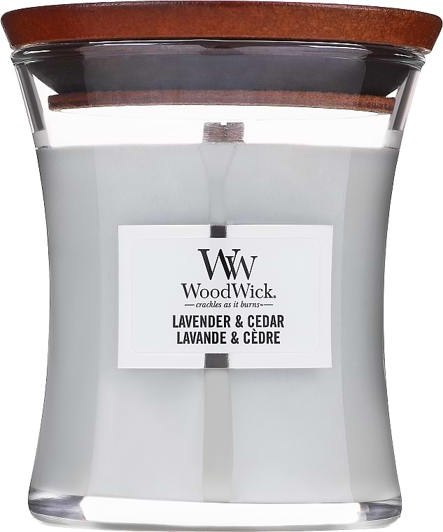 Свеча стекло Woodwick Medium Lavender & Cedar (Лаванда и Кедр) 275г (1666266E) - Фото 1