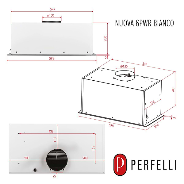 Фото - Витяжка вбудована Perfelli NUOVA 6PWR BIANCO