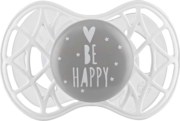 Ортодонтическая пустышка Nuvita Air55 Cool 6m+ ''Be Happy'' Серая (NV7084PG)
