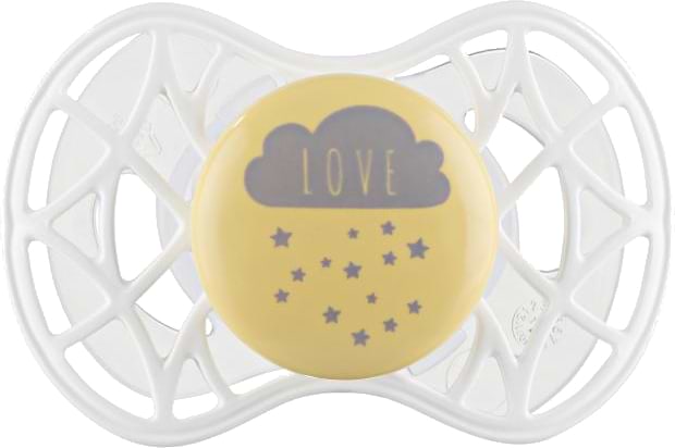 Ортодонтична пустушка Nuvita Air55 Cool 6m + "Love" Жовто-сіра (NV7084SC)