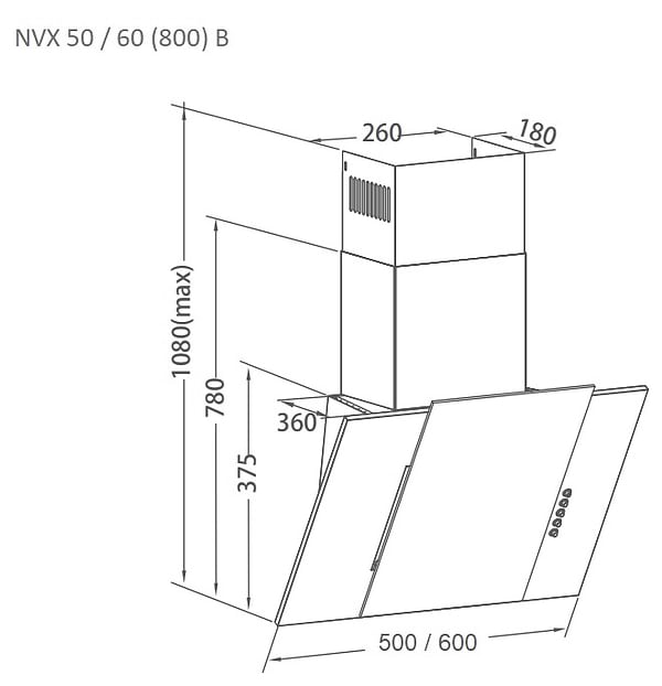Фото - Вытяжка декоративная Pyramida NVX 60 (800) B BL
