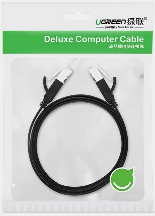 Фото - Кабель патч-корд UGREEN NW101 Cat 6 U/UTP Pure Copper Ethernet Flat Cable 5m Black (50187)