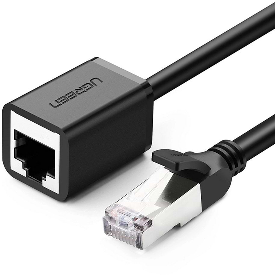 Кабель патч-корд UGREEN NW112 Cat 6 F/UTP Ethernet RJ45 Extension Male/Female Patch Cords 0.5m Black (11278) - Фото 1