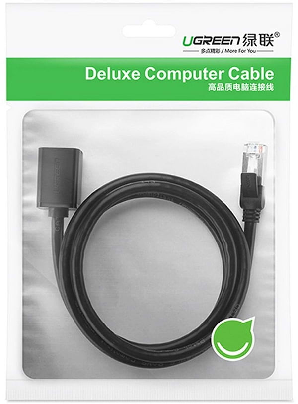 Фото - Кабель патч-корд UGREEN NW112 Cat 6 F/UTP Ethernet RJ45 Extension Male/Female Patch Cords 3m Black (11282)