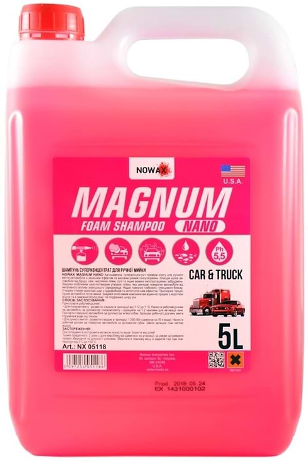 Фото - Шампунь для авто NOWAX суперконцентрат для ручної мийки MAGNUM NANO FOAM SHAMPOO 5 л 1:10 (NX05118)