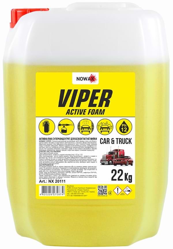 Фото - Пена для мойки авто NOWAX для бесконтактной мойки+Канистра/Viper Active Foam 22 кг (NX20111)