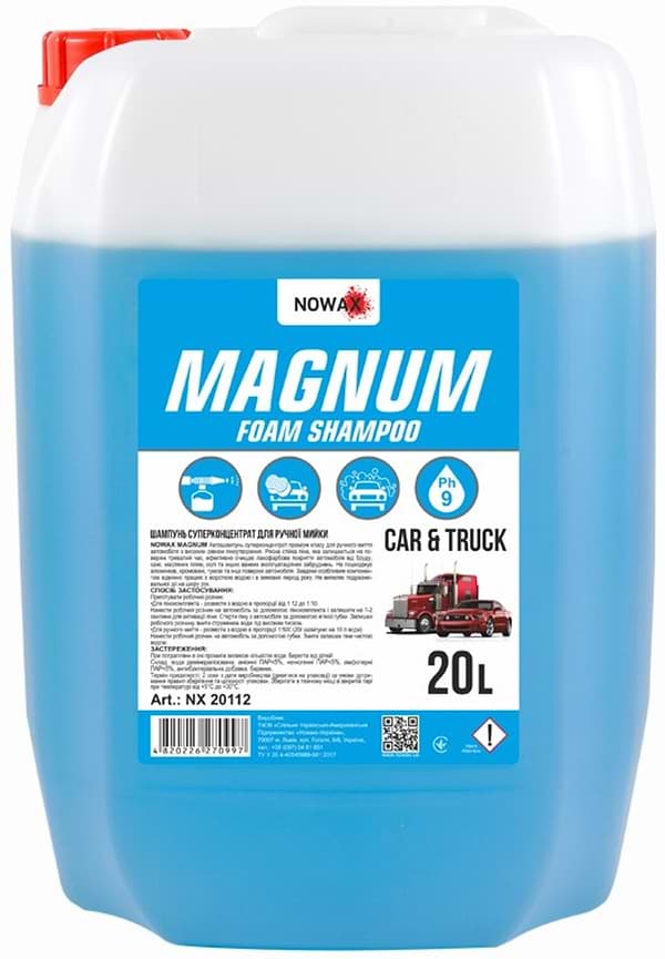 Фото - Шампунь для авто NOWAX суперконцентрат для ручной мойки+Канистра/Magnum Foam Shampoo 20 л (NX20112)