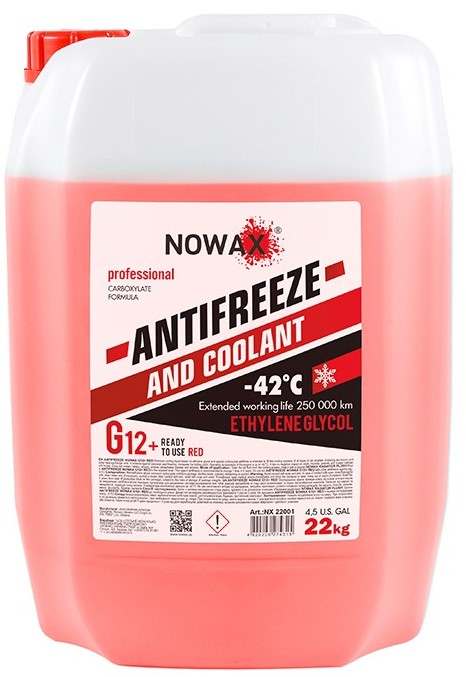 Антифриз NOWAX ANTIFREEZEE G12+ RED 22 кг готовий розчин (NX22001)