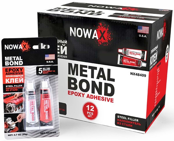 Фото - Клей для авто NOWAX METAL BOND 20 г эпоксидный двухкомпонентный стального цвета (NX48409)
