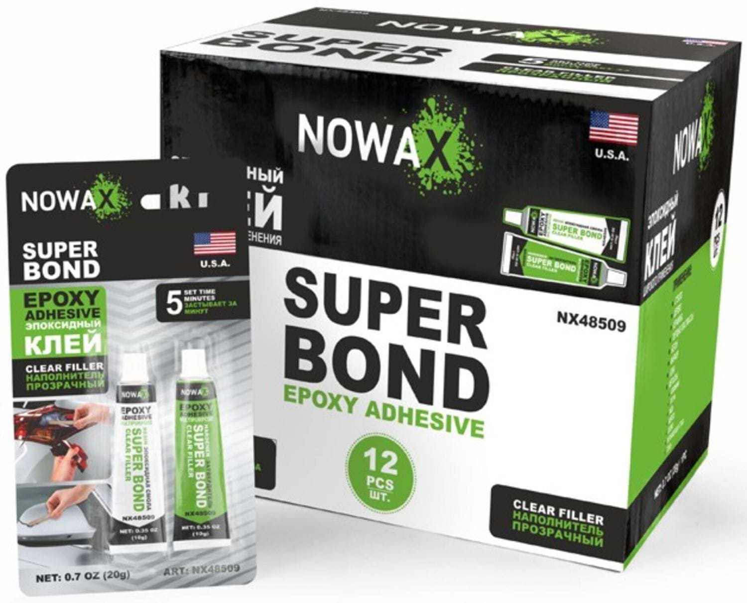 Клей для авто NOWAX SUPER BOND 20 г епоксидний прозорий двокомпонентний (NX48509)