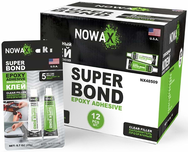 Фото - Клей для авто NOWAX SUPER BOND 20 г эпоксидный прозрачный двухкомпонентный (NX48509) Фото - Клей для авто NOWAX SUPER BOND 20 г эпоксидный прозрачный двухкомпонентный (NX48509)