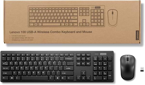 Фото - Клавіатура + миша бездротова Lenovo 100 USB-A Wireless Combo Keyboard and Mouse (GX31Q28916)