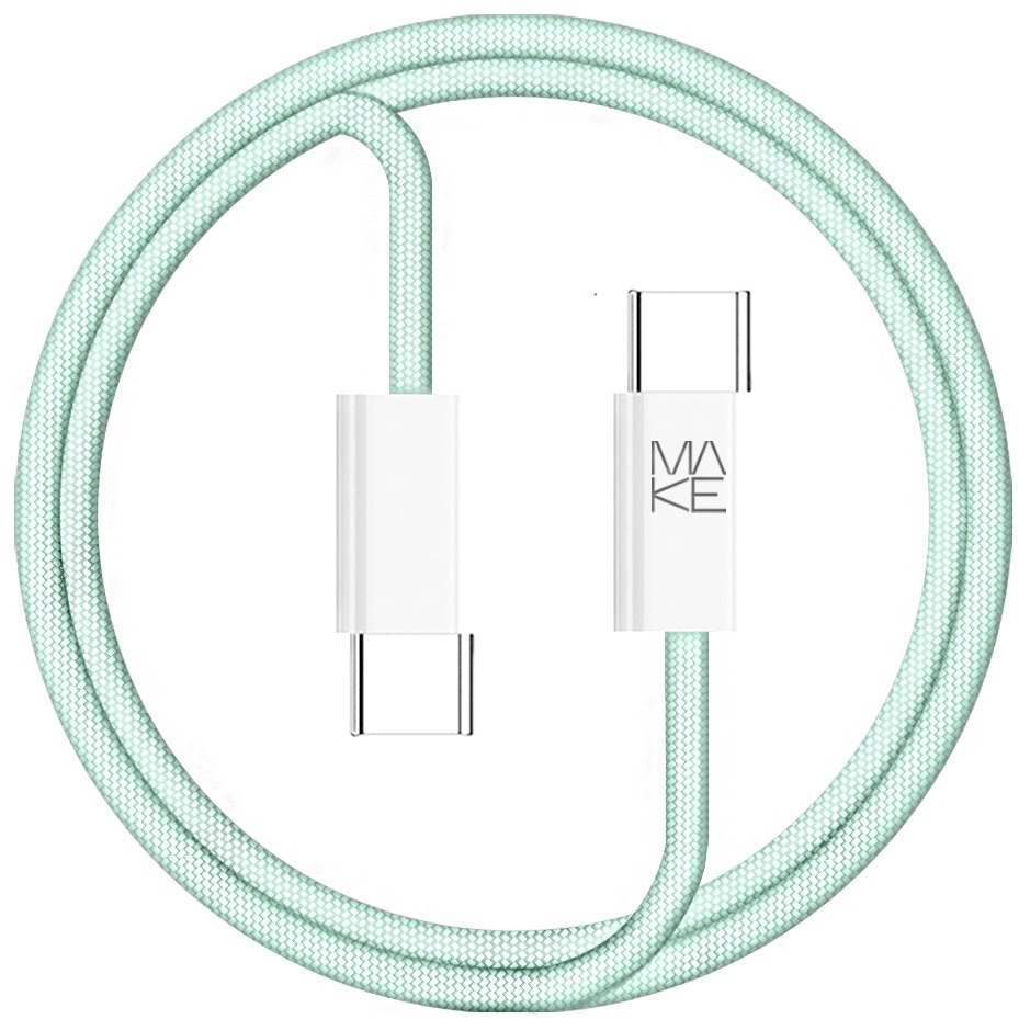 Кабель синхронізації даних MAKE Type-C PD 65W 1m Nylon Green (MCB-CN1GR) - Фото 1