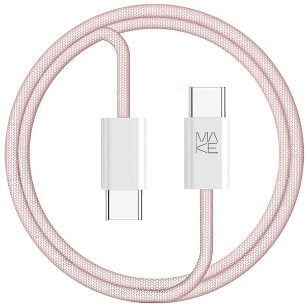 Фото - Кабель синхронізації даних MAKE Type-C PD 65W 1m Nylon Pink (MCB-CN1PK)