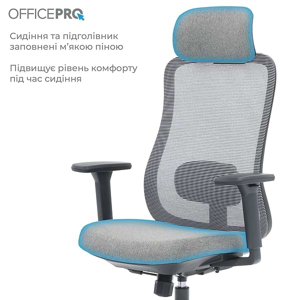 Фото - Крісло офісне OfficePro Wave (OC599-B-DG-DG) Black/Dark Gray