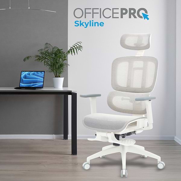 Фото - Кресло офисное OfficePro Skyline Footrest (OC750-W-LG-LG) White/Light Gray