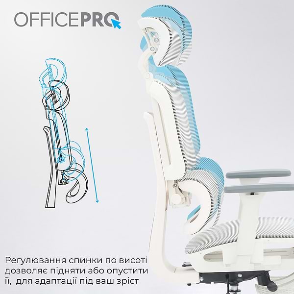 Фото - Кресло офисное OfficePro Skyline Footrest (OC750-W-LG-LG) White/Light Gray