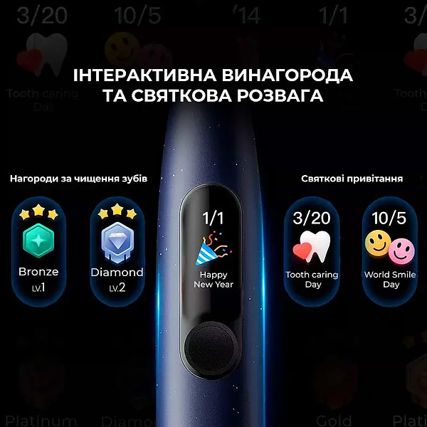 Фото - Зубна щітка електрична Oclean X Pro Digital Electric Toothbrush Dark Blue (6970810553482)