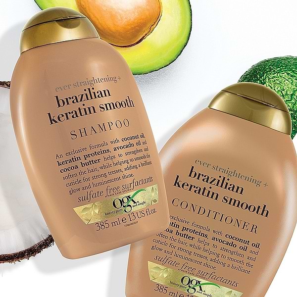 Фото - Шампунь жіночий OGX Brazilian Keratin Smooth для зміцнення волосся 385 мл (0022796976017)