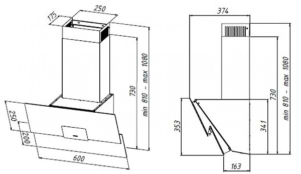 Фото - Витяжка декоративна Akpo WK-9 Omega Pro 850 Black 60