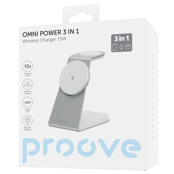 Фото - Беспроводное зарядное устройство Proove Omni Power 3 in 1 White