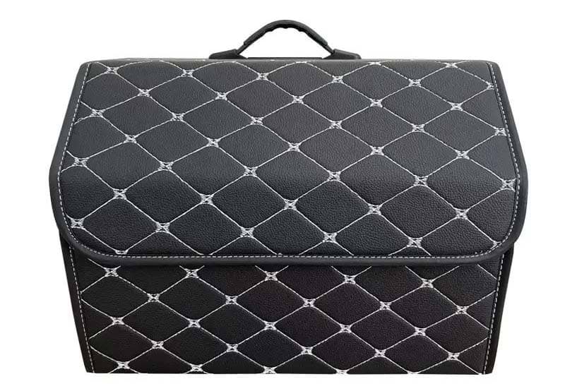 Сумка-органайзер в багажник Optima Bag-M Черный с белой прошивкой (OPT-BAG-M)