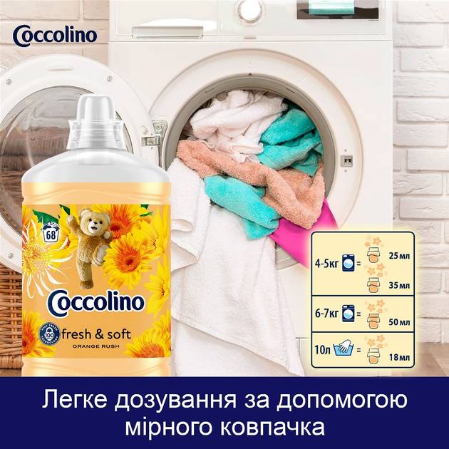 Фото - Ополіскувач для білизни Coccolino Orange Rush 1.7 л