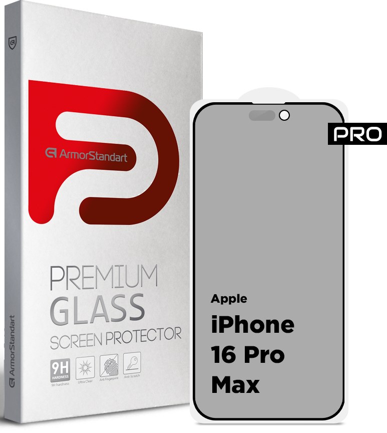 Захисне скло для смартфону Armorstandart Pro Anti-spy Matte for Apple iPhone 16 Plus Black (ARM79398)