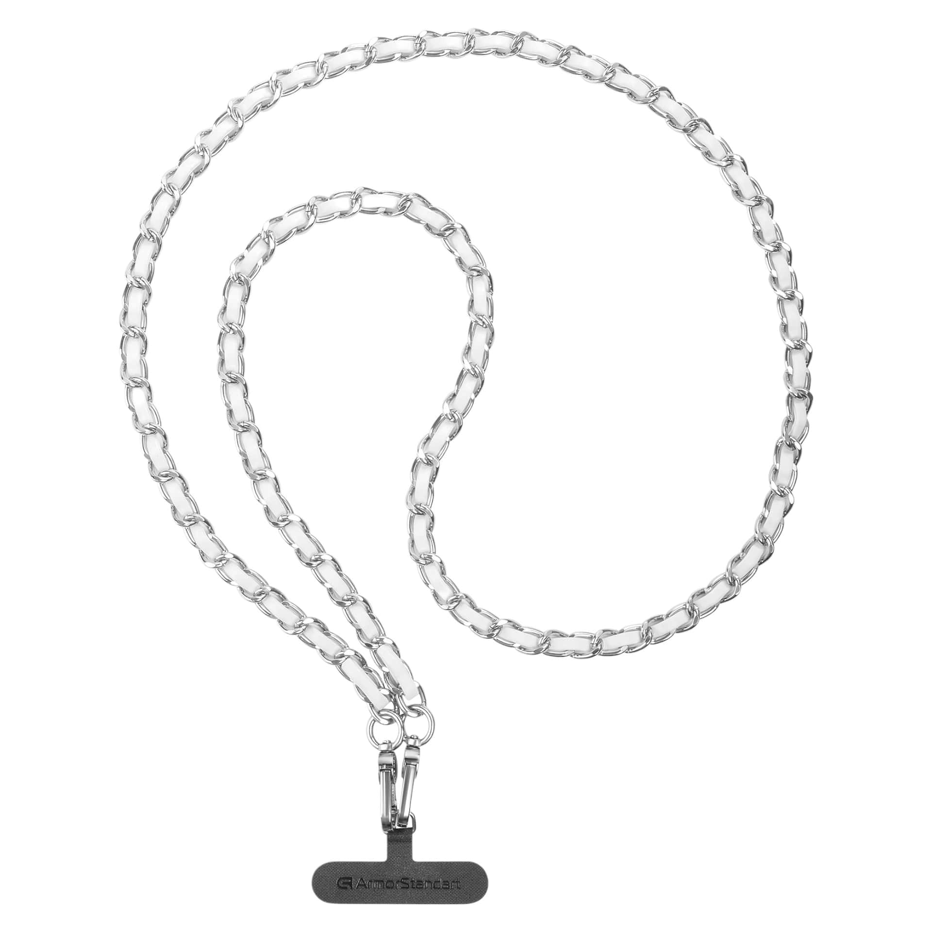 Ремешок для смартфона Armorstandart Chain link Polished Silver with White Leather (ARM77034) - Фото 1
