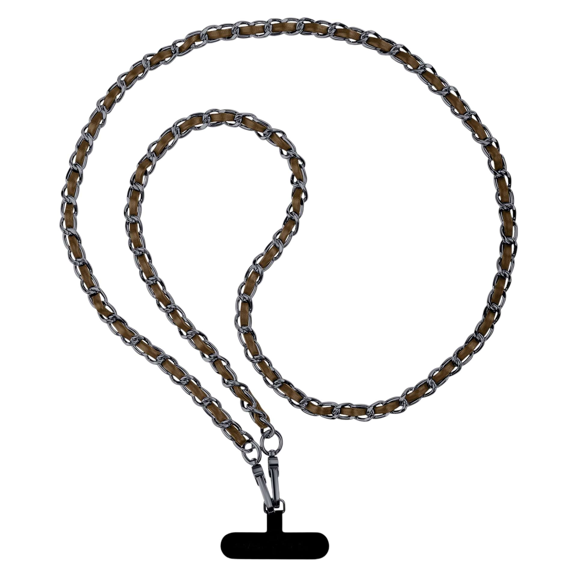 Ремінець для смартфону Armorstandart Chain link Aged Ruthenium with Brown Leather (ARM77036) - Фото 1