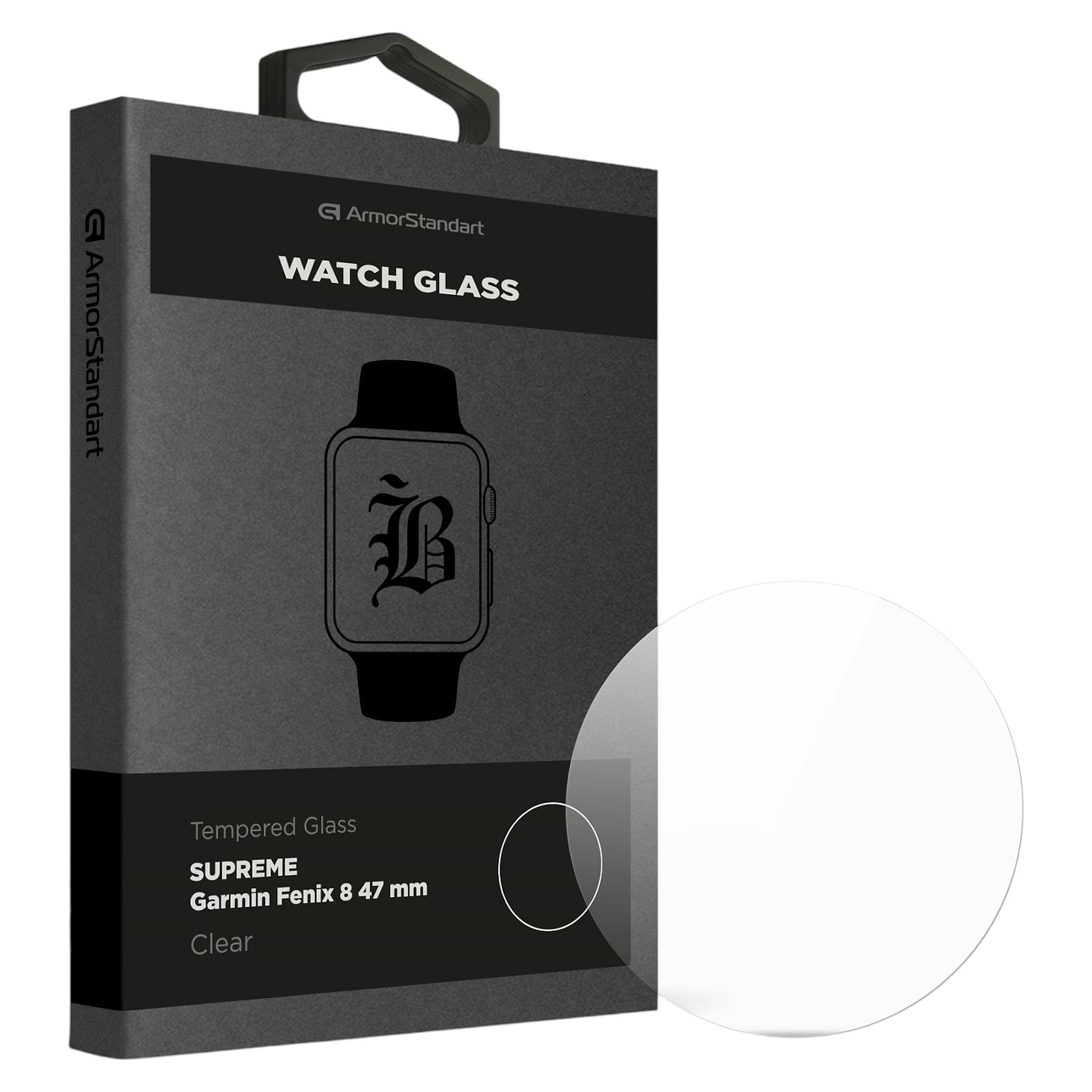 Захисне скло для смарт-годинника Armorstandart Supreme Black Icon for Garmin Fenix 8 47 mm Clear (ARM84721) - Фото 1