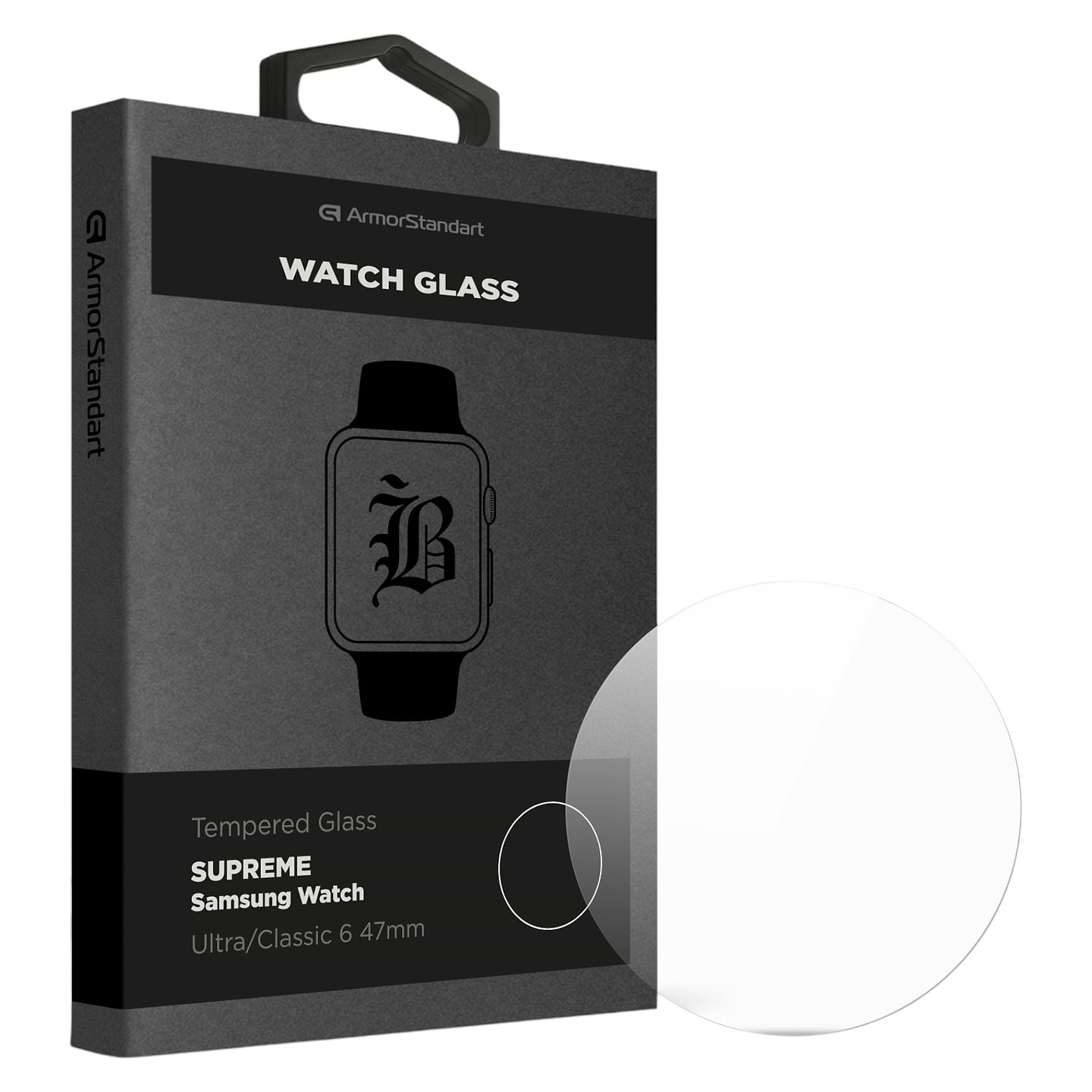 Захисне скло для смарт-годинника Armorstandart Supreme Black Icon for Samsung Watch Ultra / Classic 6 47 mm (ARM84744) - Фото 1
