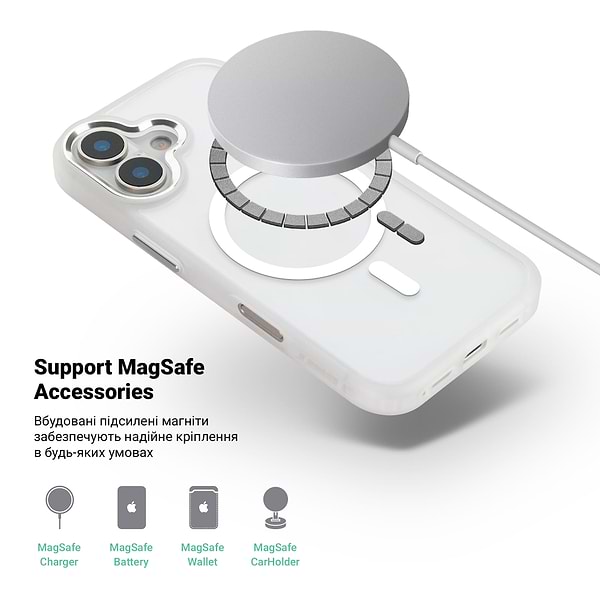 Фото - Чохол для смартфону Armorstandart Unit MagCase for Apple iPhone 17 Matte Clear Silver (ARM88998)