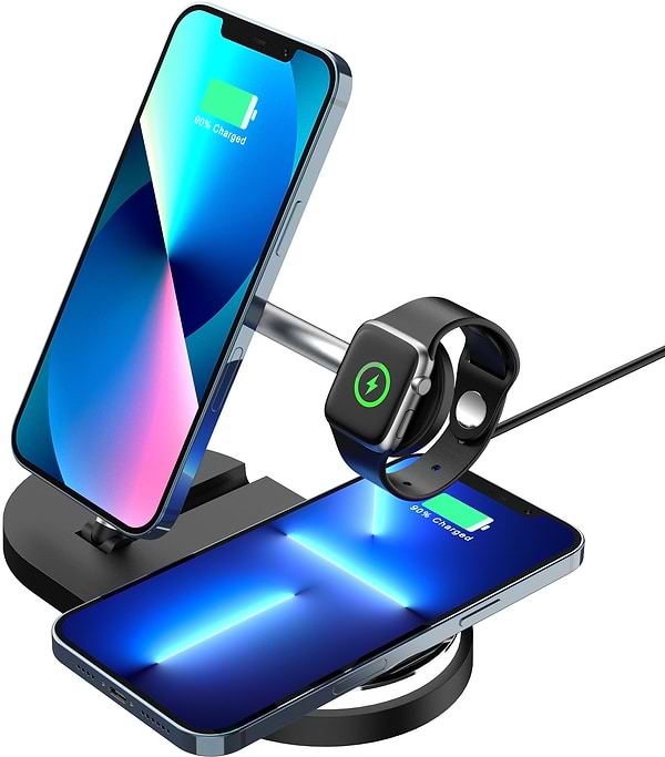 Фото - Бездротовий зарядний пристрій ArmorStandart H102 3 in 1 Magnetic Black (ARM78103)