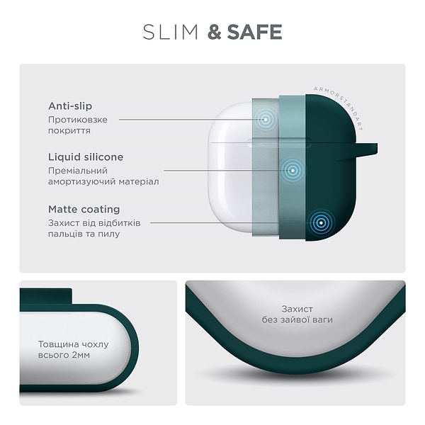 Фото - Чехол для наушников Armorstandart Hang Case for Apple AirPods 4 Dark Green (ARM81280)